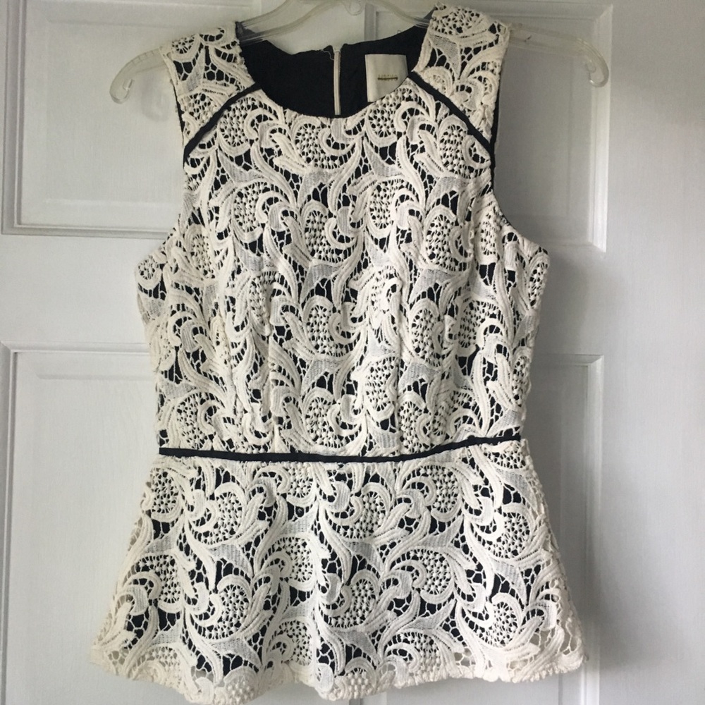 Anthropologie off white peplum top!!